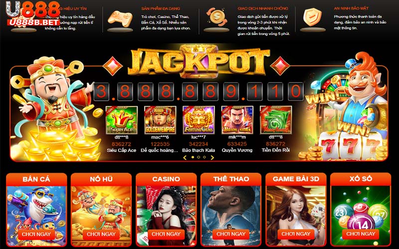 Cá cược giải trí với kho game tại u888